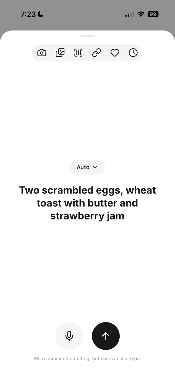 Describe your meal by voice or text